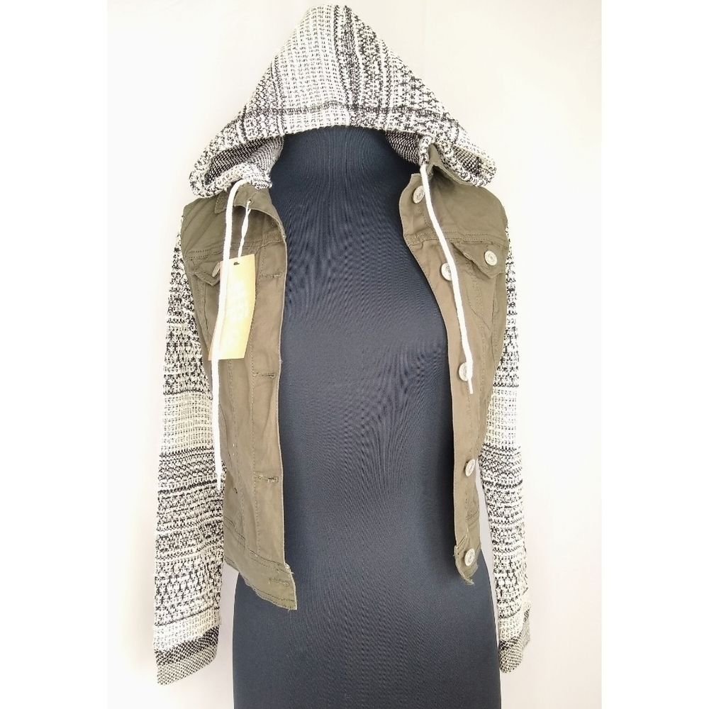 Wallflower XS Hooded Denim & Knit Jacket